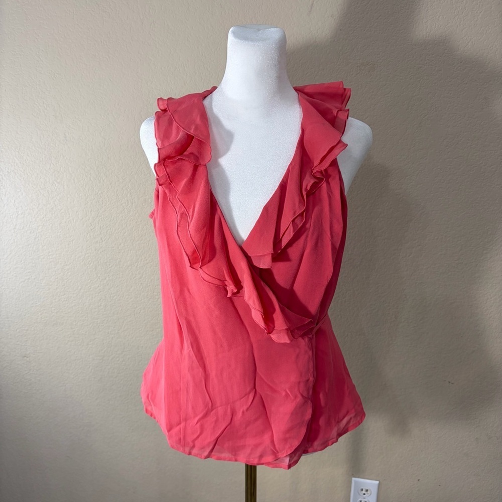 The Limited Silk Pink Chiffon Wrap Top Sleeveless Tank Top Sz M Boho Fairycore